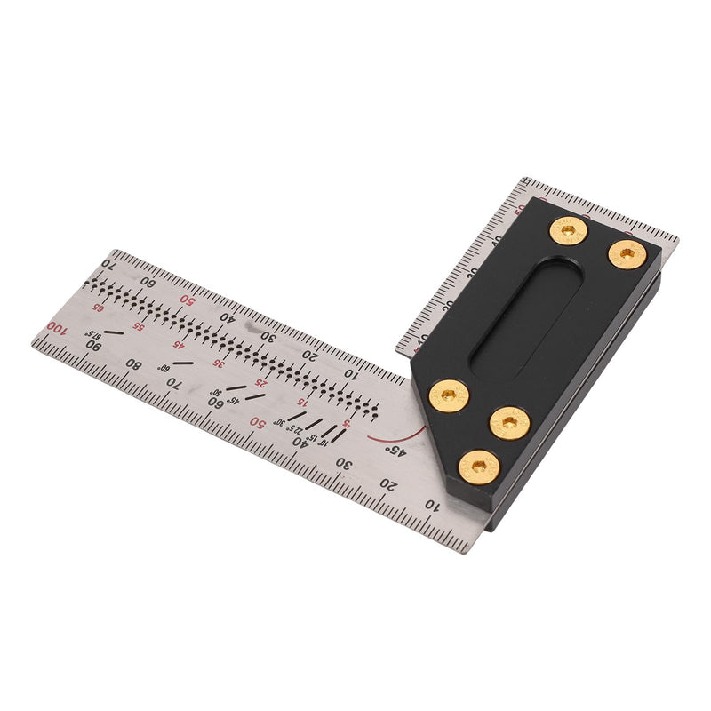 POCREATION Stainless Steel Woodworking Square Ruler,100mm / 3.94in Right Angle Measuring Tool with Marking Holes,Precision Layout Tool for Carpentry, DIY & Woodcraft