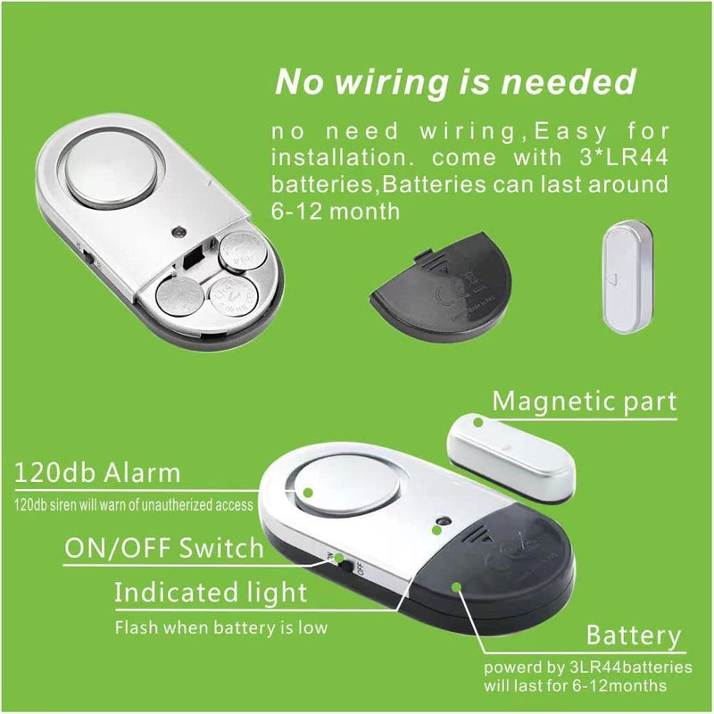 Window Alarm Sensors Door Alarms for Kids Safety , Home Security for Pool, Burglar Alarm, Dementia Patients Open (10Pack) 10pack