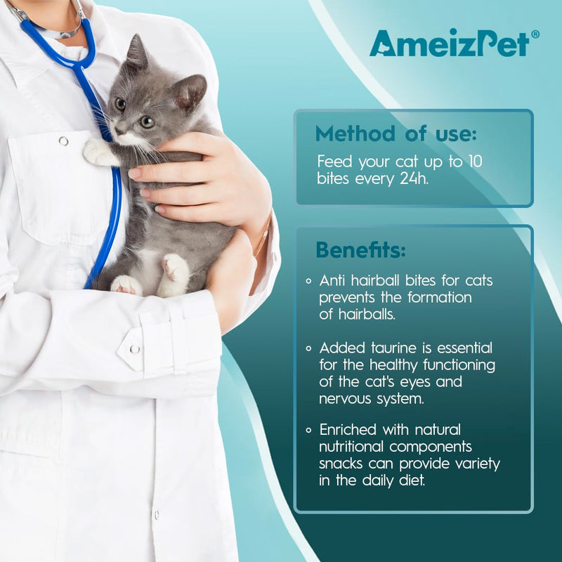 AmeizPet Anti Hairball Treats, Hairball Remedy for Cats, Cat Biscuits Hairballs Treatment - Crunchy Hairballs Cat Biscuits, 2.82 oz (80 g)
