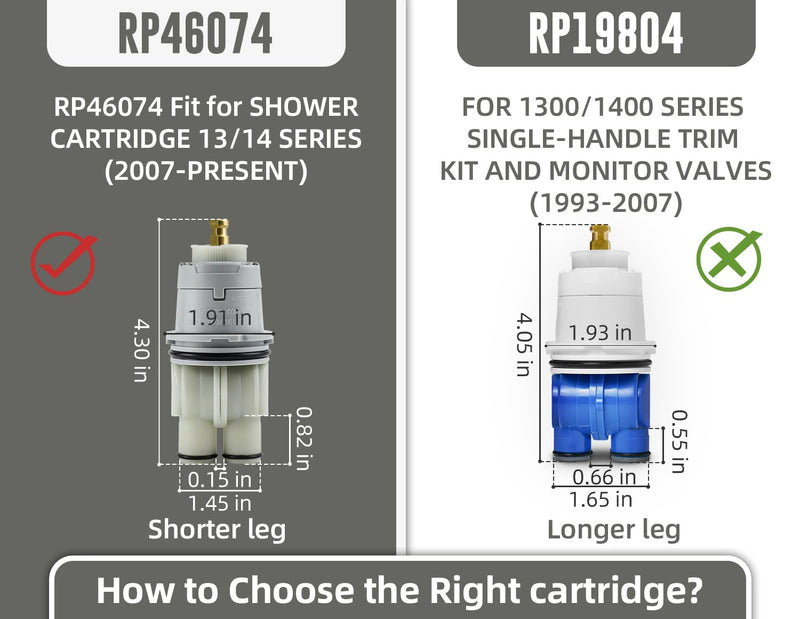 RP46074 Compatible with Delta 13/14 Series Bath Tub Shower Faucet Single Handle Universal MultiChoice Rough-in Valve Monitor Cartridge Repair Assembly Plumbing Parts RP46074