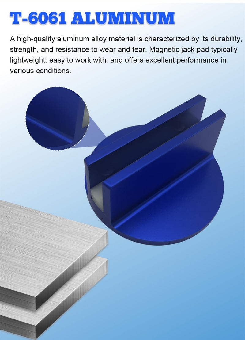 Pinch Weld Jack Pad - Aluminum Jack Pads with Large Slotted Grooved Magnetic Jack Pad Pad for Universal Vehicles 0.4" Slotted Aluminum Groove Frame Guide Rail Adapter (Blue 1 Pack) 1 Pack-Blue