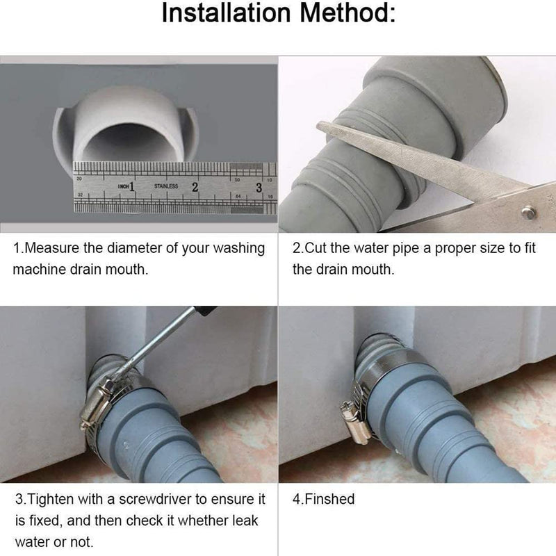 16.4ft Washing Machine Drain Hose, Universal Drain Hose Extension Kit for Washer, Dishwasher, Flexible Discharge Hose for LG/GE/Samsung, Fit up to 1-1/2 Inch Drain Outlets (16.4)
