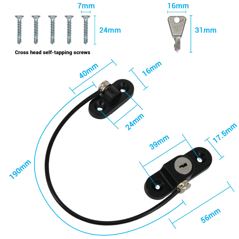 Window Restrictor Locks,Door and Window Opening Restrictor,Sliding Window Security Locks with Keys,Suitable for Home, Office, Hotel, Factory, and Other Anti-Theft Security, with Box 5pcs Black