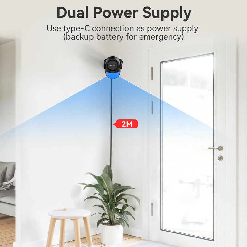 CPVAN WiFi Home Alarm System with PIR Motion Sensor, Wireless DIY Smart Motion Alarm with 6 Door/Window Sensors for Security - On Spot Alarm & APP Alert, Black Black-1+2+6