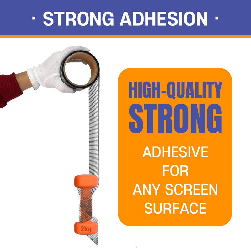 HA SHI Screen Repair Kit for Windows or Doors (2" x 6.5FT, Grey) 3-Layer Strong Adhesive Tape, Made in Korea, Ease-Installation Fiberglass Covering Mesh 2 Inch x 6.5 FT