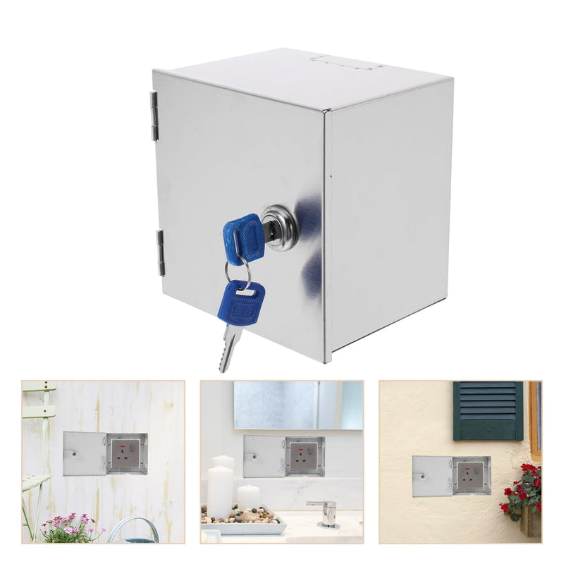 SEWACC Heavy-duty Stainless Steel Electric Outlet Security Box Lockable Weatherproof Socket Cover For Outdoor Use Anti-theft Electrical Box For Safety