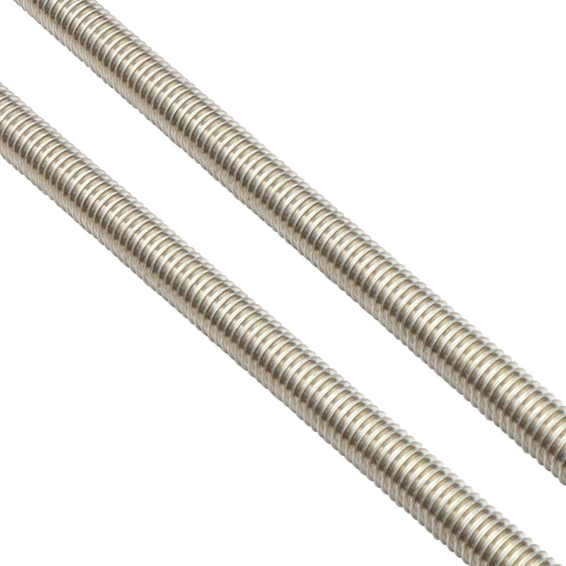 304 Stainless Steel 3/8"-16 Fully Threaded Rod, 4 Pieces 12" Length Long Threaded Rods