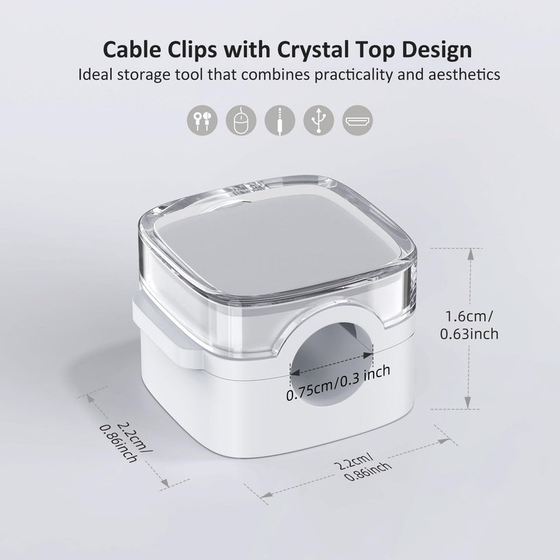 Cord Organizer Holder, 6 Pack Magnetic Cable Clips Under Desk Cable Management, Strong Adhesive Cord Holder for Nightstand Kitchen Appliances Car Wall Office Phone Wire Keeper, Clear White Crystal White - NewNest Australia
