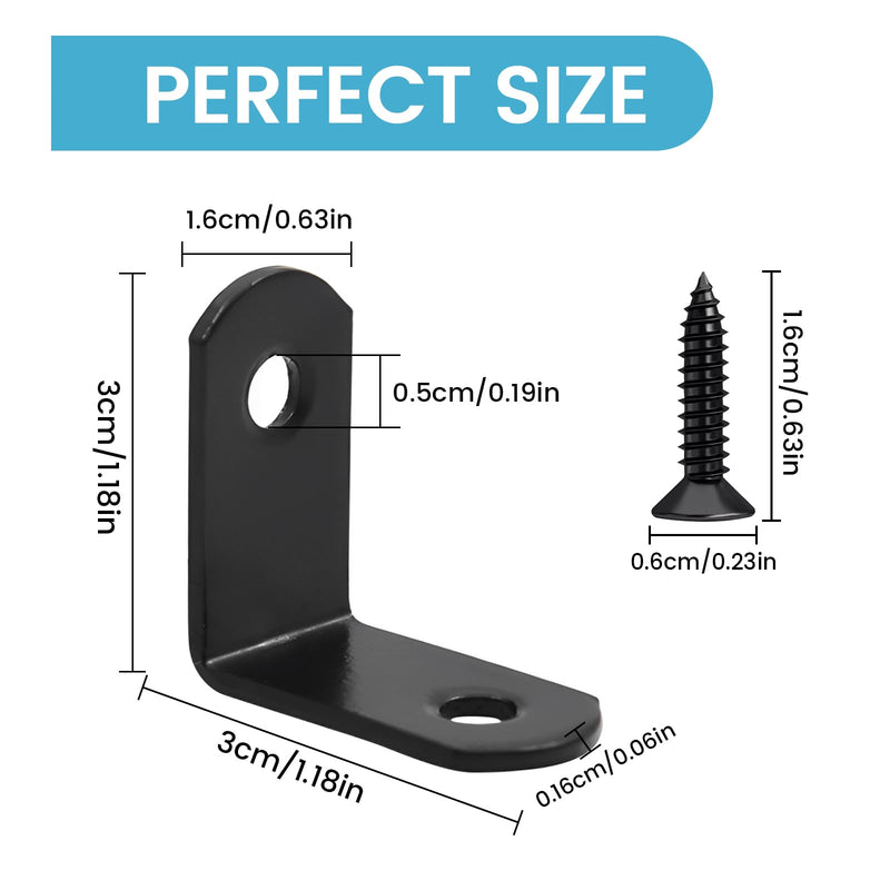 jose2015 20PCS L Brackets Corner Brace 90 Degree Metal Corner Brackets for Shelves Dressers Chairs with Screws 1.1 x 1.1 inch (30*30mm) Black 30*30-Black-20x