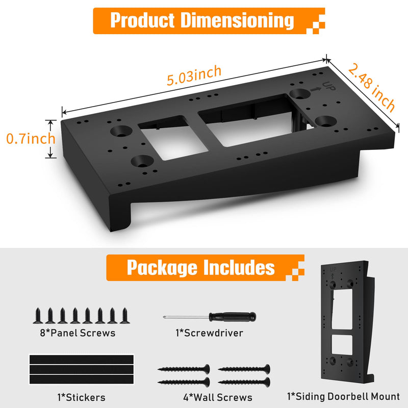 Vinyl Siding Angle Adjustment Doorbell Mount for Video Doorbell(2020 Release)/1/2/3/4/ Wired/Pro/Pro 2, Blink Doorbell Corner Mounting Bracket Wedge Kit(4" Standard Vinyl Siding Only)