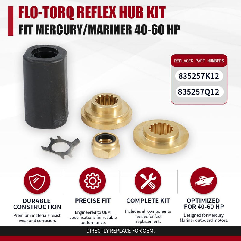 835257K12,835257Q12 Flo-Torq Reflex HUB KIT fit Mercury 40-60HP | 835257K12,835257Q12 Flo-Torq Reflex HUB KIT fit Mercury/Mariner 40-60HP Four Stroke (not Bigfoot) Reflex Drive Sleeve