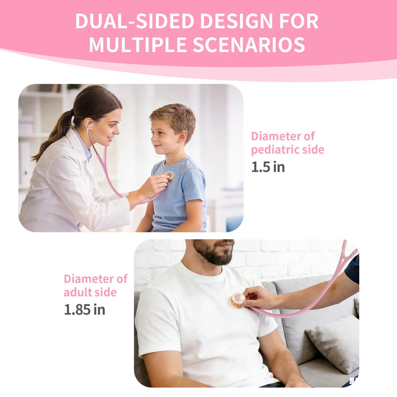 SCIAN Cardiology Stethoscope with Double-Sided Tunable Diaphragms, Professional Stethoscope with Carrying Case for Doctors, Nurses, Med Students, Clinical, Pink Pink - RoseGold