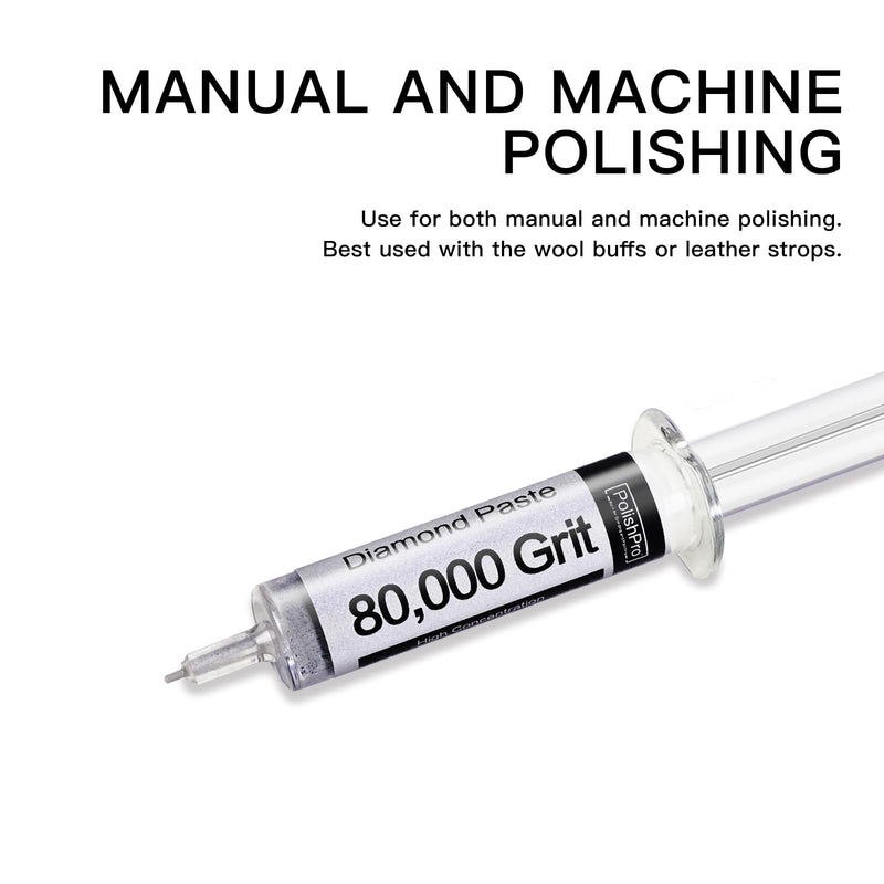Diamond Polishing Compound Kit of 6 Polishing Paste 80,000 to 450 Grit for Glass Watch Marble Metal Resin Rock Jewelry with High Concentration of Diamond Powder Scratch Remover Repair
