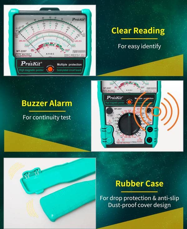 MT-2207-C Analog Multimeter - Protective Function, Quality Meter for Accurate Electrical Measurements