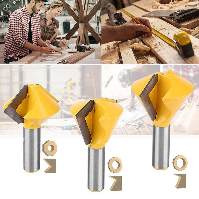 3pcs/Set Router Bit, 1/2" ShankBird's Mouth Glue Joint Woodworking Milling Cutter for Boxes Drawers Chests