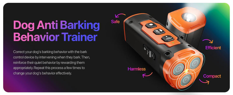 2025 NEW Upgraded Dog Bark Deterrent Devices Long Range Ultrasonic Rechargeable Anti-Barking Device Correct Your Dog's Bad Behavior Better Than Shock Collars or Dog Training Collars With Free Clicker black