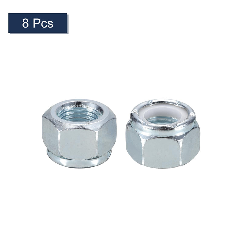 uxcell 8Pcs 9/16"-18 Nylon Insert Hex Lock Nuts, Carbon Steel Self-Locking Nylon Insert Stop Nut for Industrial Construction Fasteners, White&White 8