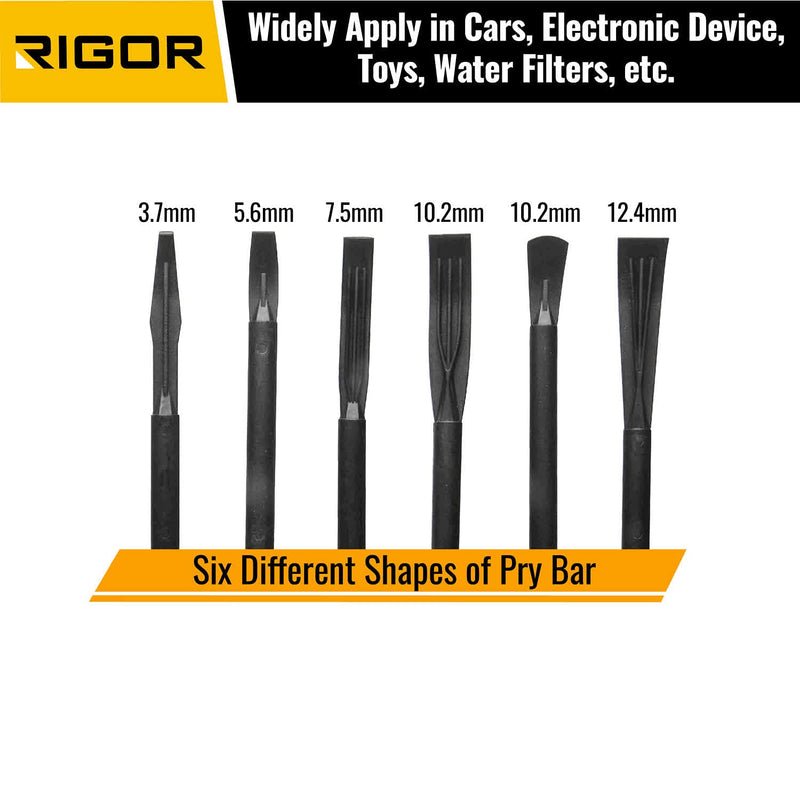 RIGOR 56001 Non-Marring Pick and Pry Bar Set, 6 PCS | Removal Lever Set | Replacing Gaskets, Oil Seals, O-Rings, Small Part