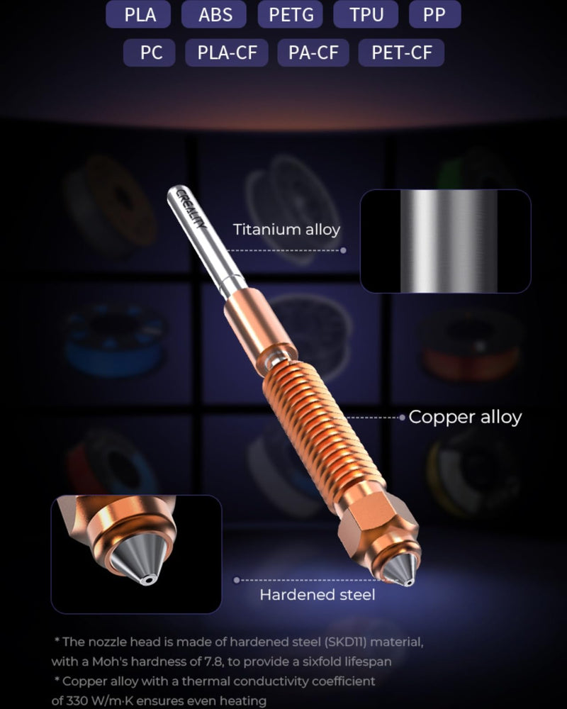 Creality Official K1C Nozzles 4 PCS, Unicorn Quick-Swap Nozzle Kit,High Speed Tri-Metal Steel-Tipped Copper and Titanium Alloy Heatbreak Nozzle Kit Suitable for Creality K1C,Ender 3 V3,V3 Plus Models 4PCS-0.4 0.6 0.8