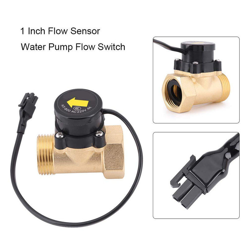 DEWIN Thread Water Flow Sensor Switch, Water Flow Switch Automatic Flow Switch HT-800 G1 Thread 220V Water Pump Flow Sensor Automatic Control Switch