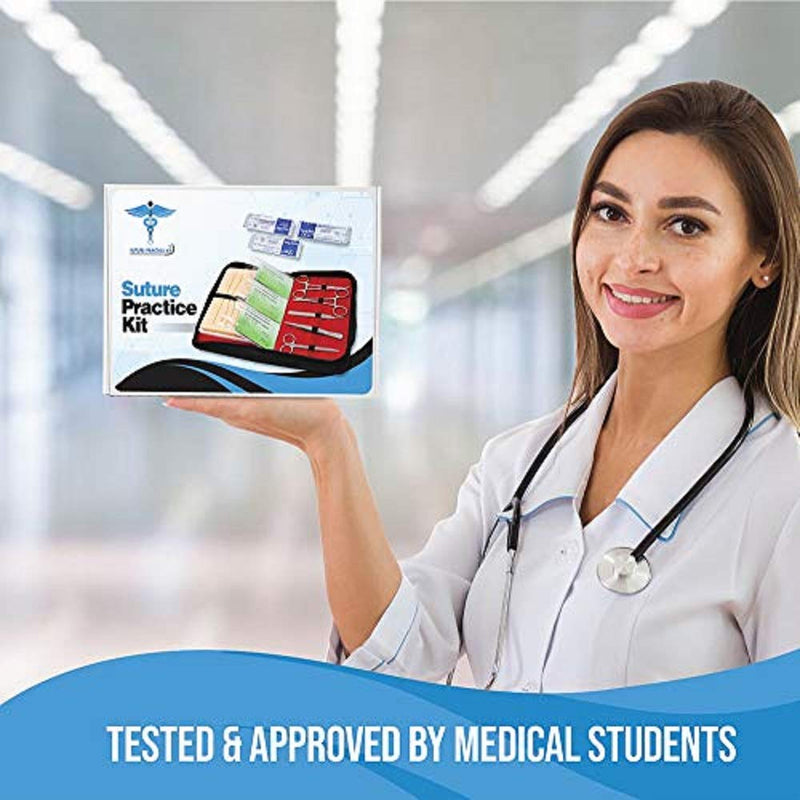 w Suturing Guide E-Book,[Large Case Large Pad & Variety of Sutures w Slots] 4th Gen Pad, Tools Suture Needles by Medical Professionals for Residents Med Dental Vet School Students
