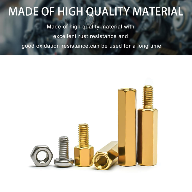 M3 Hex Male Female Brass Spacers Standoffs Screws Nuts Assortment Kit,120 Pcs M3 Hexagon Threaded Pillar,Hexagonal PCB Motherboard Spacer Bolt Screw Nut Assortment Kit Mounting for PCB,Circuit Board M3-Brass Standoff Kit-120Pcs