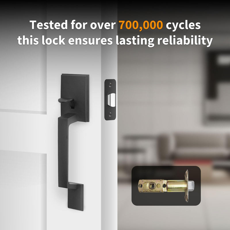 Aqara Front Door Handleset, Single Cylinder Exterior Door Entry Handle with Door Lever, Reversible for Right and Left Handed Sided Doors, Non-Locking, Ideal for Modern Doors Smart Locks