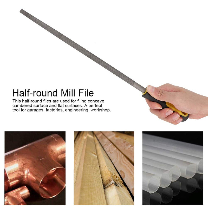 Fdit 12 Inch Round Mill Steel File Rasp with Handle T12 Carbon Tool Steel Special Tooth Design Sharpening Shaping Tool for Metal Projects(#3) #3