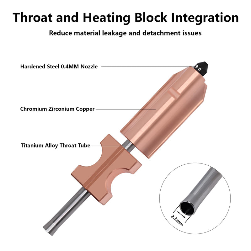5PCS AD5X Detachable Nozzle, Hardened Steel Nozzle Titanium Alloy Throat Tube Chromium Zirconium Copper Heating Block Hot End Nozzle Kit Accessories for AD5X (0.25/0.4/06./0.8mm)
