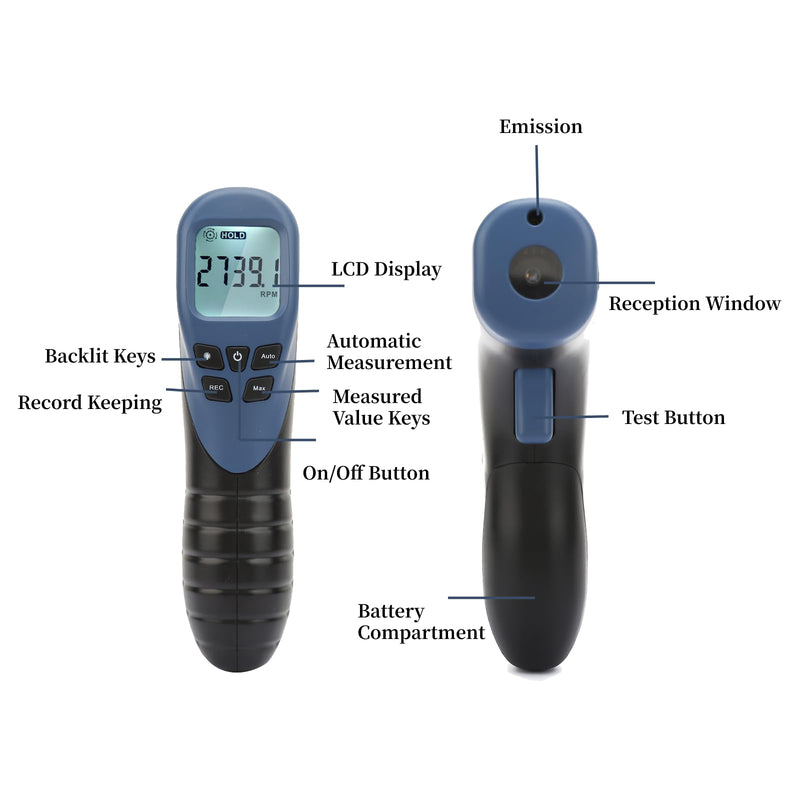 Digital LCD Photo Tachometer, TL900 Tachometer Automotive Digital Non RPM Meter Handheld Tachometer Speed Gauge Tester (Battery not Included)