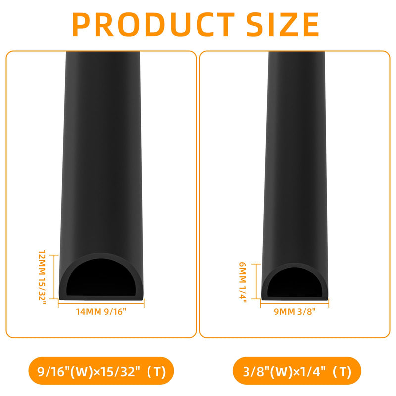 23FT Weather Stripping Door Seal, Self Adhesive Door Weather Stripping, Silicone Door Seal Strip for Door Frame, D-Shaped Door Insulation Strip, for Door & Window (Black, 3/8"(W)×1/4"（T) ×23ft(L) Black 3/8"(W)×1/4"（T) ×23ft(L)