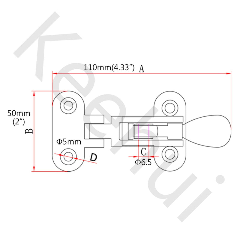 Four Packs Marine Grade 316 Stainless Steel Anti-Rattle Lockable Hold Down Clamp Latch