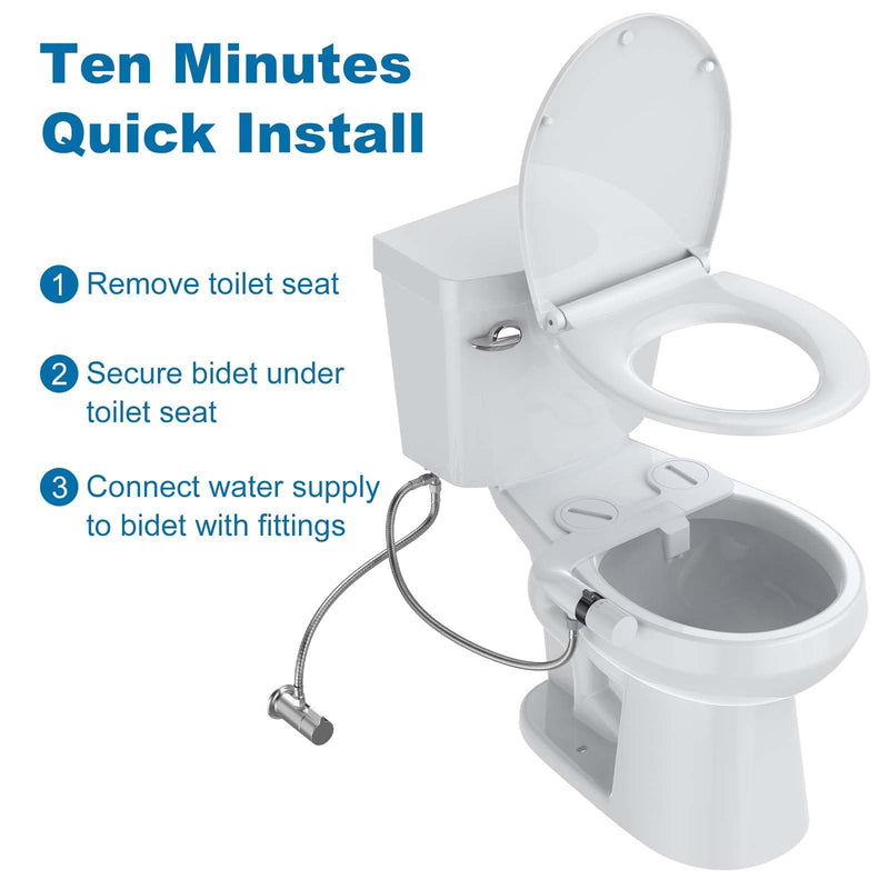 IDEALHOUSE Bidet Attachment for Toilet - Dual Nozzle Feminine Wash, Bidet Sprayer for Bathroom,Adjustable Water Pressure,Non-Electric Toilet Bidet for Bathroom Accessories(gloss black dial ring)