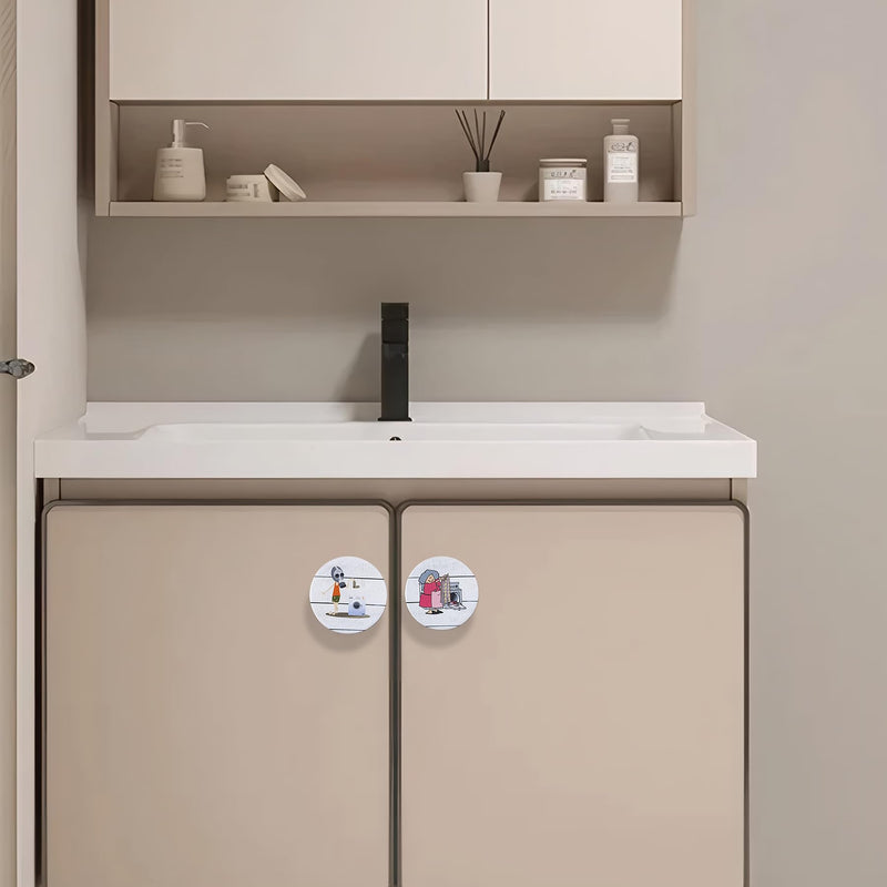 8 Pack Wooden Cabinet Knob 1-4/5inch Round Unique Fun Laundry Drawer Handles Room Knobs and Pulls