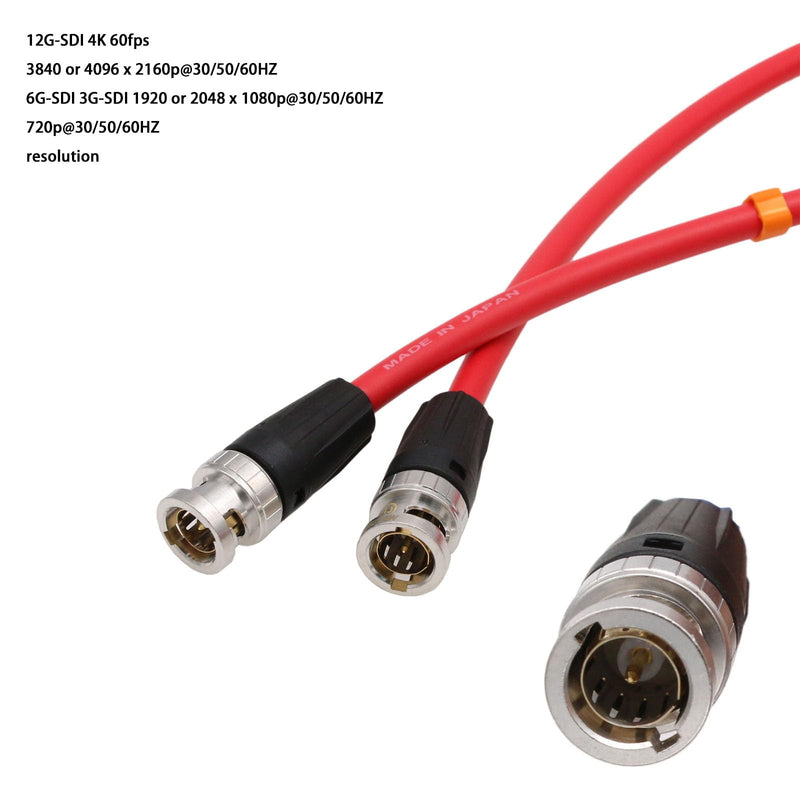 4K 60p 12G BNC SDI Video Coaxial Cable for Atomos Ninja Shogun Monitor Camera Canare LV-61S 75 Ohm, High Flexible Video Cable 1m Red 1 m