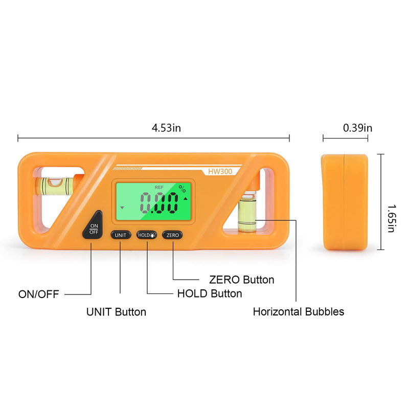 Digital Torpedo Level and Protractor, Magnetic Angle Meter, Electronic Bubble Inclinometer, Absolute and Relative Measurement, Angle & Slope Conversion for Woodworking Home Drainage Leveling