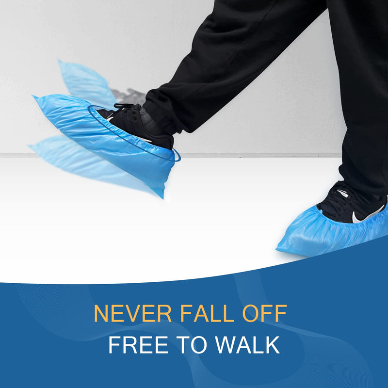 Hitituto Shoe Covers Disposable Non-slip for Indoors -100 Pieces (50 Pairs) Waterproof Premium CPE Booties Shoes Protectors Coverings, fits up to size 11 US Men and 13 US Women, Blue, Large Cpe 100. Pcs