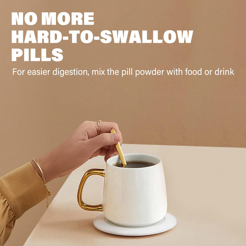 Manual Pill Crusher Fine Powder, Effortlessly and Efficiently Grind Multiple Pills into Fine Powder， Ideal for Seniors, Adults, and Pets - Stainless Steel
