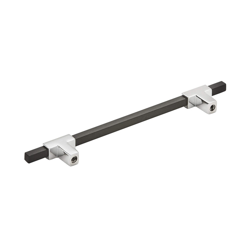 Amerock | Cabinet Pull | Polished Chrome/Brushed Matte Black | 6-5/16 inch (160 mm) Center to Center | Urbanite | 1 Pack | Drawer Pull | Drawer Handle | Cabinet Hardware 6-5/16 Inch (160 mm) Center-to-Center