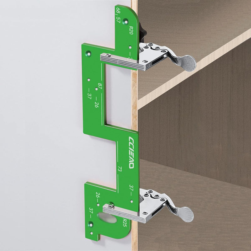 Stable Arc Grooving Auxiliary Tool with Round Corner Radius Templates R20/R25, Aluminum Alloy Handle-Free Slotting Locator Jig Punch Positioning Fixture for Wardrobes and Kitchen Cabinets