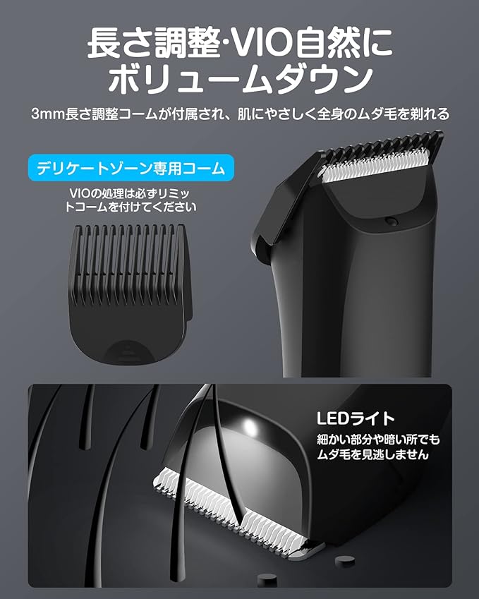 PyLAMISON 2024 Innovation Model VIO Shaver, Men's, 2 Speed Shaver, LED Display, Length Adjustment, IPX7 Waterproof, For Wet and Dry Use, Hair Treatment, Delicate Zone, Electric Shaver, Arm, Chest, - NewNest Australia