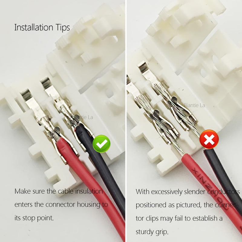 2-Pin 8mm LED Connectors Solderless Unwired Clips - DIY Strip to Wire Quick Connection for 12v 24v Single Color SMD 3528 2835 Tape Lights (Pack of 10)