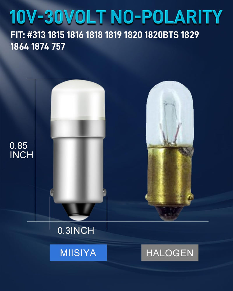 1820 Bulb 1445 1816 1815 1818 1819 757 53 57 313 BA9S Led Bulb 10-30Volt for Train Lights,House Number Light Bulb,Bingo Board Display and Industrial White 10Pack White 1820 Bulb