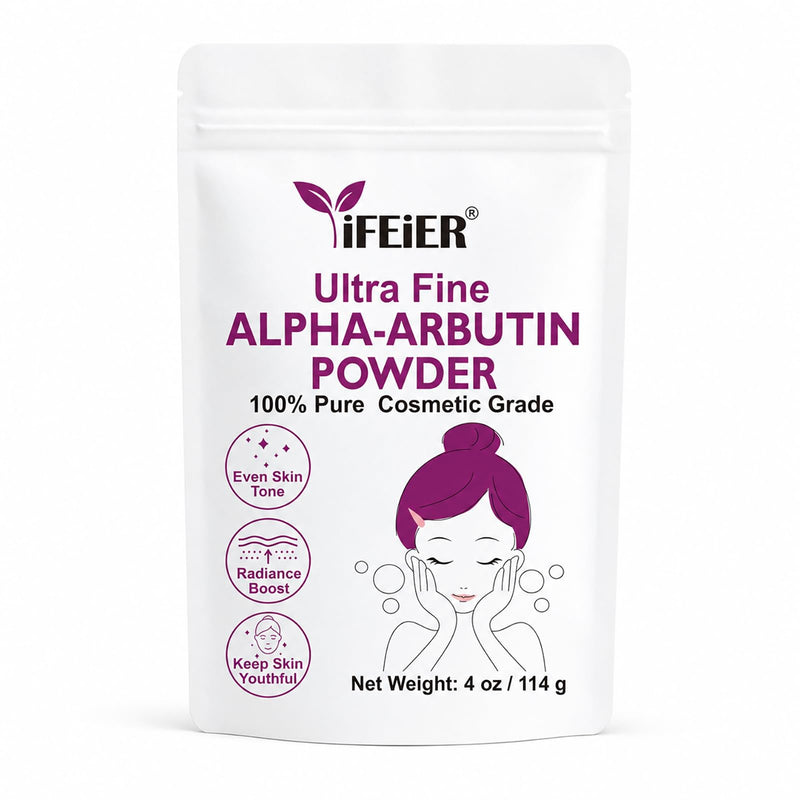 100% Pure Alpha Arbutin Powder for Skin 4 oz (114g), Nano-Grade Ultra-Fine Powder for excellent water solubility, Cosmetic Grade α-Arbutin for DIY Skin Care Formulations 4oz (114g)