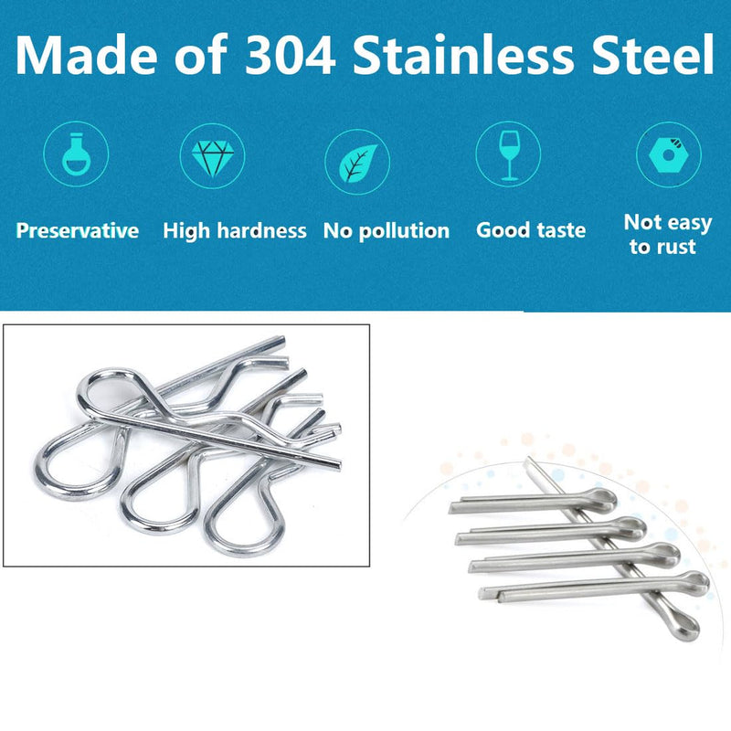 Cotter Pin Assortment Kit,SpzcdZa 302pcs 13 Size Cotter Pins Assortment Kit 304 Stainless Steel R Clips Hardware Pins & Hairpin Cotter Pins Set for Trucks, Engine Repair 302pcs Cotter Pin Assortment Kit