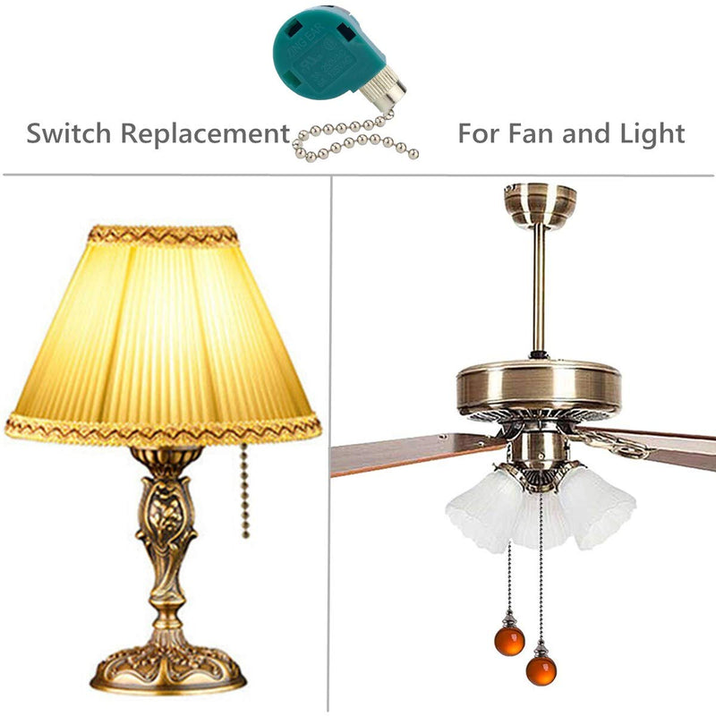 Ceiling Fan Switch 3 Speed 4 Wire Zing Ear ZE 268S6 Pull Chain Switch Control Replacement 3 Speed Control Switch Ceiling Fans, Wall Lamps, Cabinet Light ZE-268S6 Nickle 1Pack