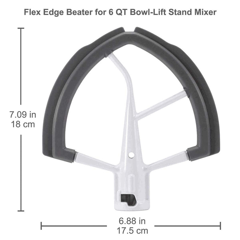 Flex Edge Beater for Kitchen Aid Mixer 6 Quart Bowl-Lift Stand Mixer Bowls, 6 QT Flat Edge Beater with Flexible Silicone Edges Bowl Scraper