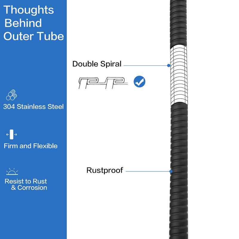 RUMOSE Shower Hose 118 inches Shower Head Hose Shower Head Extension Hose Extra Long Stainless Steel Shower Hose Attachment Flexible Handheld Shower Sprayer Hose, Matte Black 118 in