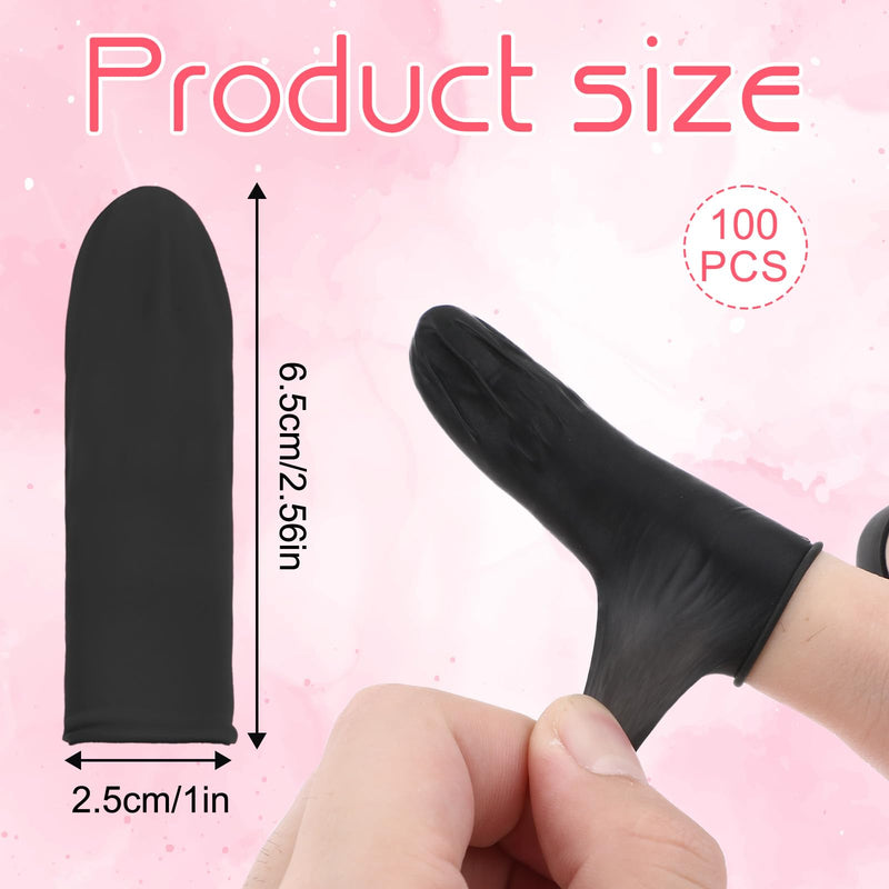 100 Pcs Finger Cots Finger Protectors, Medium Finger Protectors Disposable Fingertips Protective Finger Cots Silicone Non-allergenic Finger Gloves Suitable for Beauty Manicure Massage (Black) Black