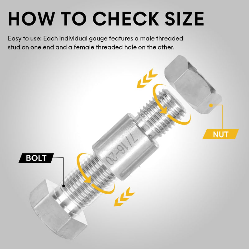 Nut and Bolt Thread Checker, 26 Male/Female Gauges - 14 Inch & 12 Metric, Thread Checker Standard and Metric, Bolt Size and Thread Checker (26-Piece) (26 Gauges - 14 Inch & 12 Metric) 26 Gauges - 14 Inch & 12 Metric